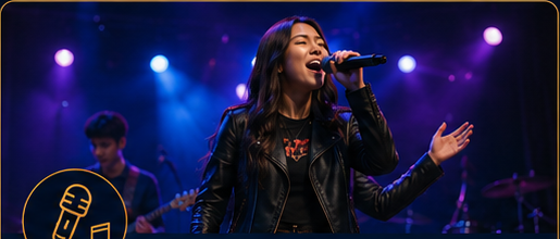 Student performing on stage